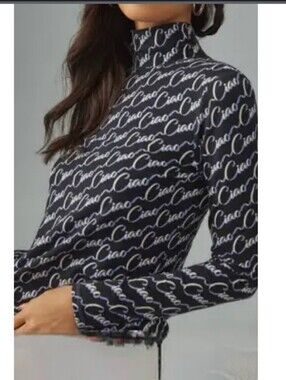 Maeve Anthropologie Ciao Mock Neck Turtleneck Top Size L